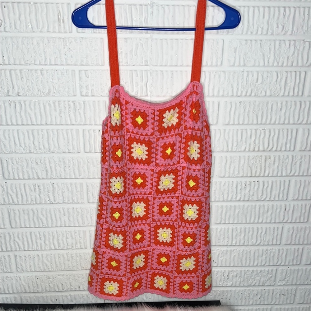 Zara Crochet Mini Dress - Pink, Red, Yellow